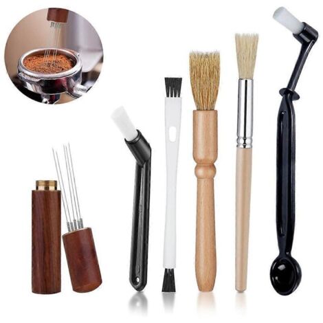 Kit de cepillos de limpieza para cafeteras – 6 piezas fabricadas en nailon resistente, compatibles con todas las marcas. (1/4)