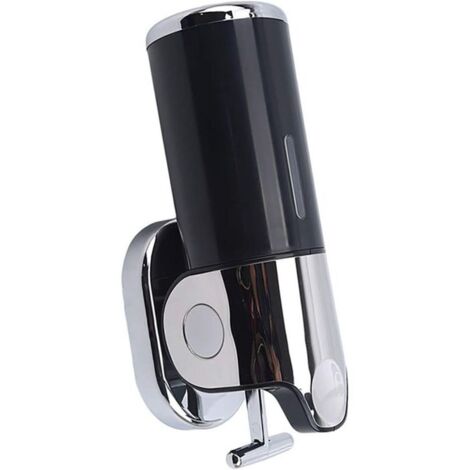 Dispensador de jabón líquido de pared negro – 450 ml, 24 x 12 x 8 cm, soporte integrado para gel de ducha y champú. (1/4)