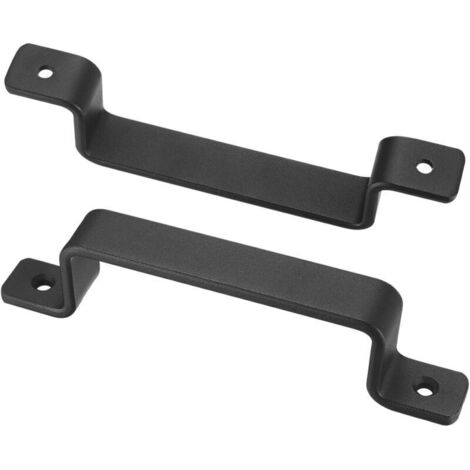 Tiradores para puertas correderas de granero – Juego de 2 tiradores de metal negro, dimensiones 19 x 13 x 4,3 cm, acabado elegante y robusto. (1/4)