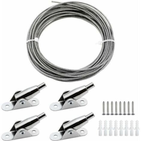 Cable de acero inoxidable recubierto de PVC de 2 mm x 10 m – Carga máxima: 30 kg – Para colgar fotos, ropa, lámparas y cortinas. (1/4)
