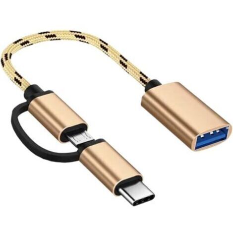 Adaptador OTG 2 en 1 USB-C a Micro-USB dorado, compatible con Samsung Galaxy S21/S22/S23, Note 20/10 y Google Pixel. (1/4)
