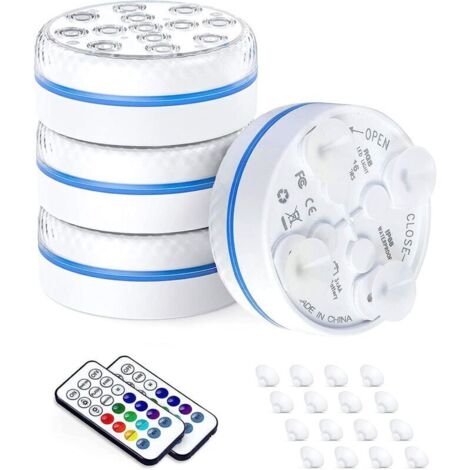 Luz LED sumergible e impermeable para piscinas – Iluminación multicolor con mando a distancia, 12 V, IP68
