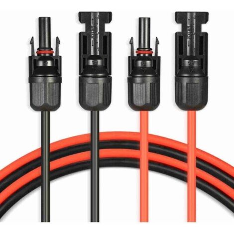 Cable de extensión solar de 6 mm² / 10 AWG, 6 m con conectores MC4 macho/hembra – Kit completo para instalación fotovoltaica