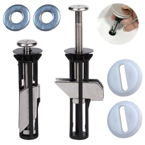 Tornillos y pernos universales para asiento de inodoro – fijación rápida de bisagra, kit completo de acero inoxidable, 4 piezas (1/4)
