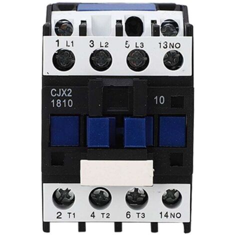 Contactor trifásico, 18 A CA 380 V, contactos de plata, normalmente abiertos, para montaje en carril DIN industrial.