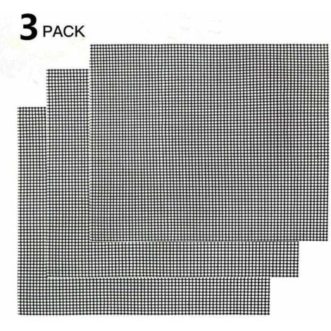 Tapete antiadherente reutilizable para barbacoa – Tapete para barbacoa de interior/exterior, 3 piezas, negro, 42 cm, resistente a altas temperaturas (1/4)