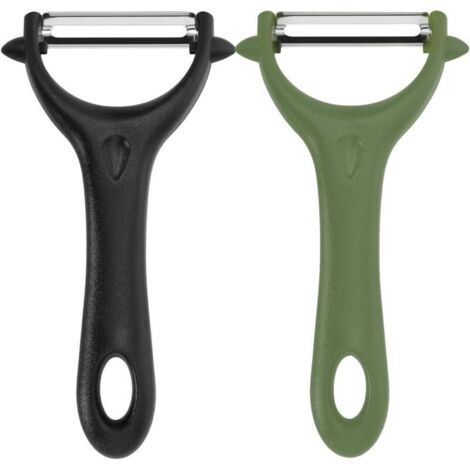Juego de 2 peladores universales de acero inoxidable con mango ergonómico para patatas y verduras. (1/4)