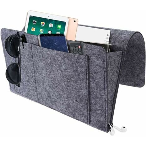 Organizador portátil para mesita de noche con 5 bolsillos: práctica bolsa de almacenamiento para la cama, dormitorio o habitación, fabricada con tela resistente y lavable.