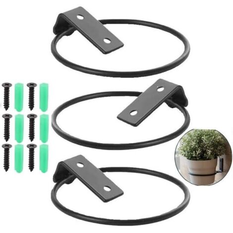 Soporte plegable de pared para macetas – Juego de 3 aros para macetas con tornillos, acero pintado, para uso interior/exterior. (1/4)