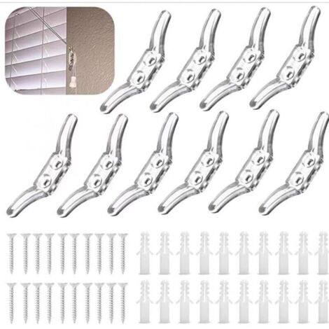 Sujetadores de cordón para persianas, 10 unidades – plástico transparente, fijación con tornillos, para cortinas y parasoles.