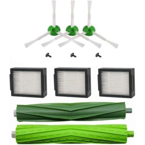 Kit de repuestos para aspiradora robot: cepillos laterales, rodillos y filtros HEPA, compatible con Roomba i7/i7+/E5/E6/E7. (1/4)