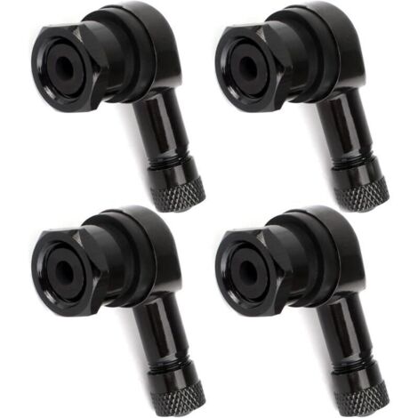 Válvulas angulares de aluminio anodizado para motocicletas – Juego de 4 adaptadores de extensión de neumáticos en ángulo recto de 90° (1/4)