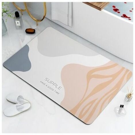 Alfombrilla de baño antideslizante de 40 x 60 cm, fabricada en diatomita, de secado rápido y ultra absorbente – alfombrilla de salida de ducha. (1/4)