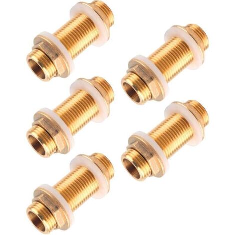 Conectores macho pasantes de latón G3/4” – Paquete de 5 con juntas de silicona para depósitos de agua (1/4)