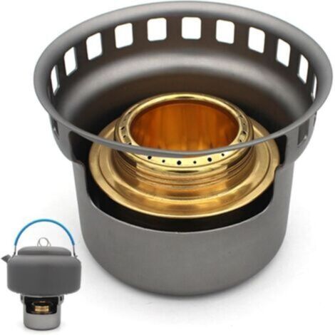 Hornillo de alcohol ultraligero de aleación de aluminio: hornillo portátil para acampar, ideal para senderismo y picnics, con bolsa de almacenamiento. (1/4)