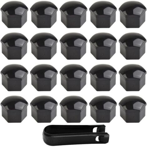 Tapas hexagonales para tuercas de rueda de 17 mm – Paquete de 20 unidades en acero cromado con llave de instalación incluida (1/4)