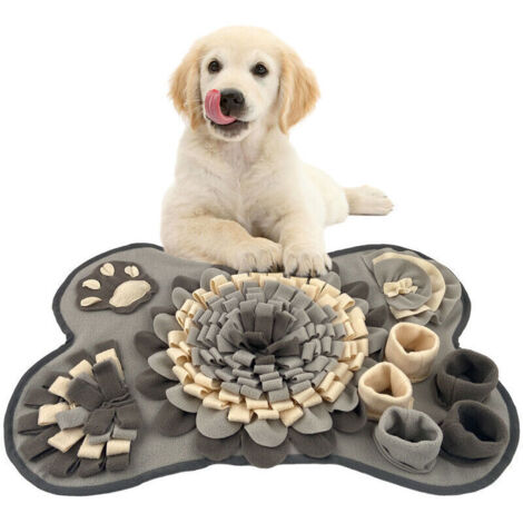 Alfombra olfativa gris para perros: alfombra para una alimentación lenta y antiestrés, apta para perros pequeños y grandes, 60 × 45 cm. (1/4)