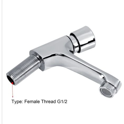 Grifo de lavabo de presión temporizada G1/2″ – Grifo de agua fría para baño y lavabo, sin marca, latón cromado