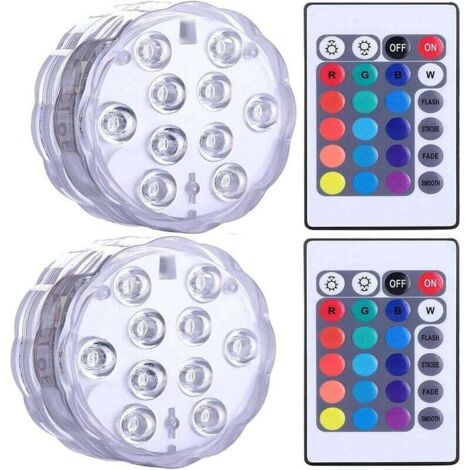 Luces LED sumergibles e impermeables para jacuzzis, spas, estanques, luces LED subacuáticas con 2 controles remotos para bases de jarrones, acuarios, fiestas, Halloween y decoraciones del hogar. (1/5)