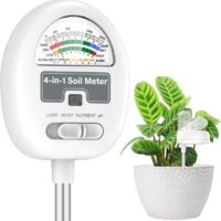 Medidor de humedad del suelo, comprobador de pH 4 en 1, medidor de humedad, luz, nutrientes y pH para jardinería, césped y agricultura