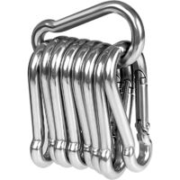 Pack de 10 mosquetones de acero inoxidable 304 de alta resistencia, calidad premium, 50 mm x 5 mm, mosquetón de acero inoxidable con cierre de trinquete para todo tipo de ayudas de tracción y asas con