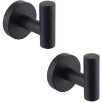 Ganchos para toallas de baño, paquete de 2, ganchos de pared para batas, ganchos de acero inoxidable SUS 304 para baño, cocina, oficina y armario (negro, paquete de 2)