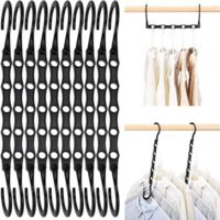 Juego de 10 perchas mágicas, organizador de perchas para armario, almacenamiento de ropa, ahorra espacio en armarios, negro