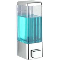 Dispensador automático de jabón de pared Istres cromado de 320 ml, de plástico, con un diseño moderno para el baño. Este dispensador transparente proporciona desinfectante y jabón sin necesidad de tal