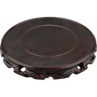Jarrón vintage redondo de palisandro - 20 cm - Soporte de estilo oriental - Soporte para lámpara de mesa y tetera - Base estable para decoración del hogar - Marrón