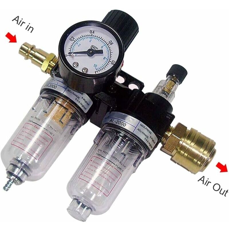 Séparateur D'eau Filtre Güde 1/4" Pour Air Comprimé - Pression Max 10 Bar, Filetage IG 1/4, Avec Vanne De Vidange - 3