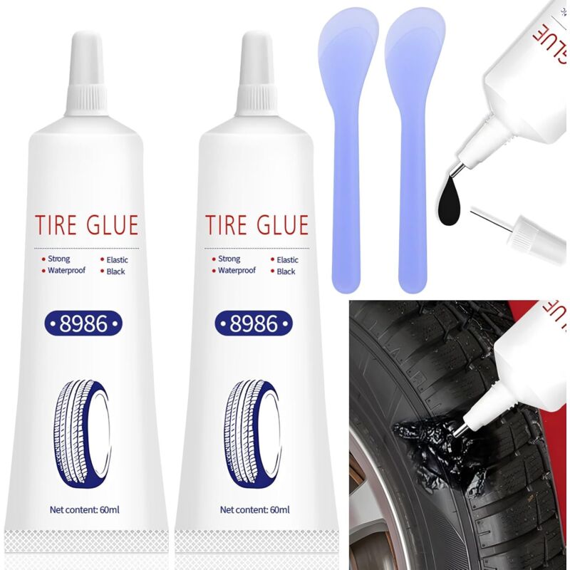 Colle De Réparation Pneu Auto – 50 Ml – Mastic Caoutchouc Noir – Universel