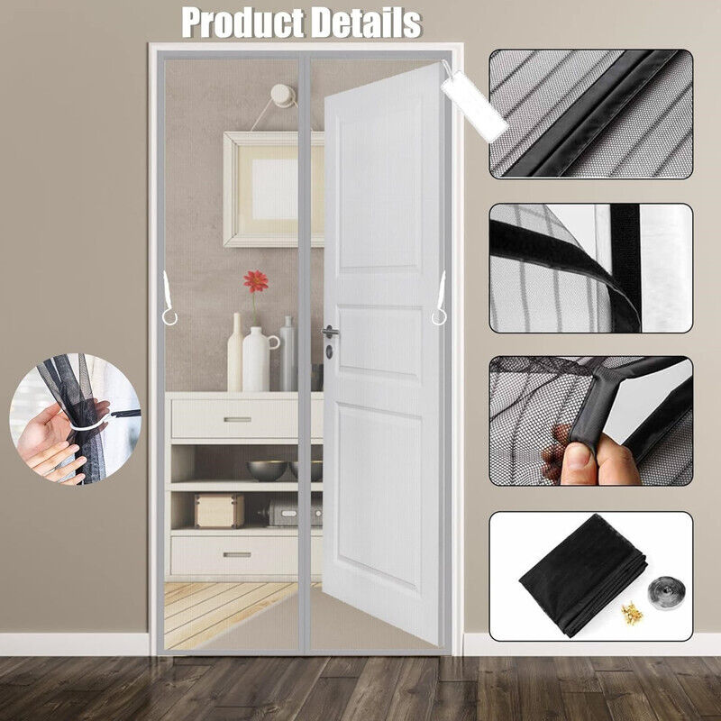 Moustiquaire Porte Fenetre 105 X 70 Cm Moustiquaire Magnétique Sans Outil Facile à Installer Fermeture Automatique Pour Les Types De Fenêtres, Gris