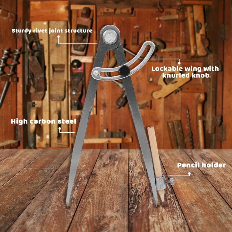 CRILSTYLEO 1pièce Compas De Menuisier Outil De Traçage Précis Pour Dessin Et Marquage Pour Usage Domestique Et Professionnel Menuiserie