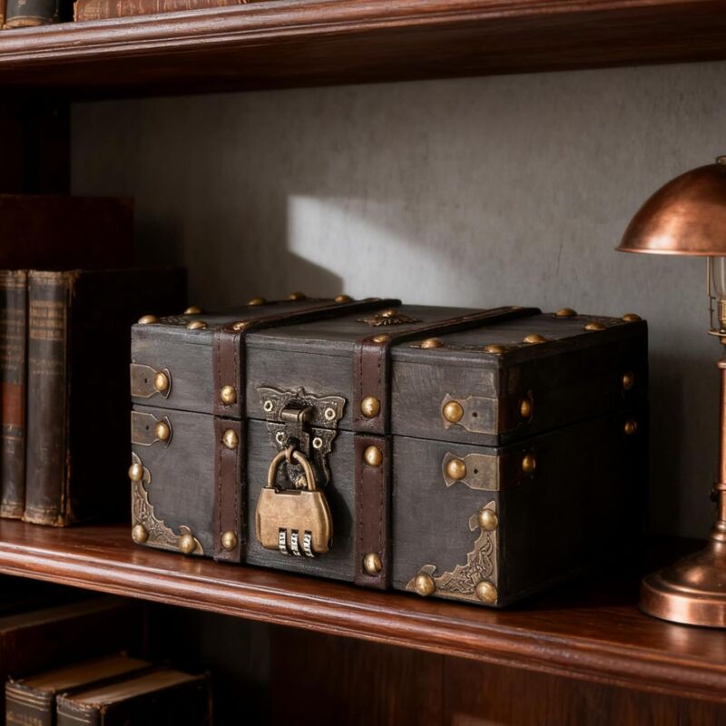 Boite Avec Cadenas Coffre Au Trésor En Bois - Boîte Bijoux Rétro Avec Serrure - 14,5x10x9,5 Cm - Décoration Et Rangement Boite En Bois Avec Couvercle Boite Avec Cadenas Coffre Au Trésor En Bois - Boîte Bijoux Rétro Avec Serrure - 14,5x10x9,5 Cm - Décoration Et Rangement Boite En Bois Avec Couvercle