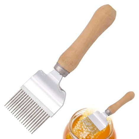 GABRIELLE Pelle à Miel Apiculture,Peigne à miel,Apiculture Fourche à désoperculer,Fourchette De Miel,fourchette coupe miel,Accessoires pour matériel apicole outil d'apiculture,Poignées en bois,1 pièce
