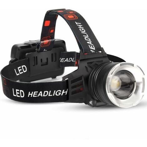 Lampe Frontale Rechargeable LED, 90000 Lumens Super Lumineux avec 5 Modes et Niveau IPX6 Lampe Frontale Rechargeable USB Étanche, Réglable à 90°, Convient pour le Camping en Plein Air, la Course, le C (1/5)