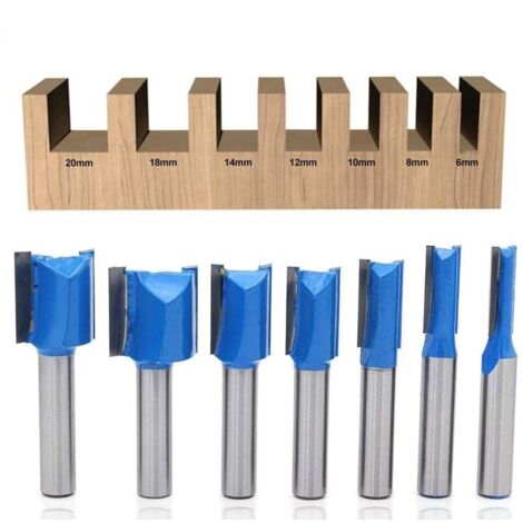 Coffret de fraises pour défonceuse et affleureuse – Lot de 7 mèches 6/8/10/12/14/18/20 mm – Tige de 8 mm en acier trempé pour bois dur – Sunflower (1/5)