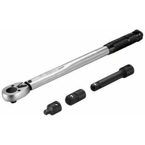 Clé Dynamométrique, Calibré 3/8 (19-110Nm) Longueur de 37.5cm avec Certification, Convertisseur de Couple, Adaptateur, Barre d'extension en Coffret HTW1B (1/5)