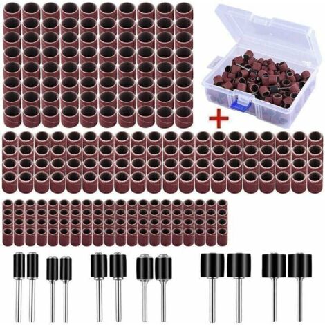 252 Pièces Tambour De Ponçage avec Boîte Gratuite, Comprenant 240 Pièces Bandes de Ponçage et 12 Pièces Tambour Mandrin pour  Outils Rotatifs (1/7)
