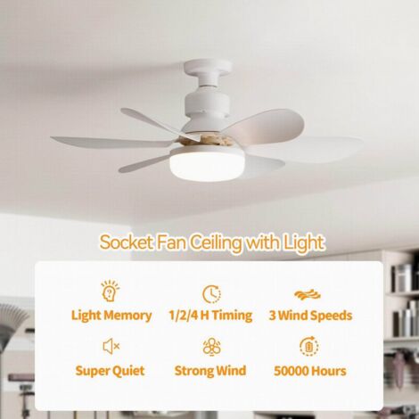 Ventilateur De Plafond Avec LED 40W - E27 - Télécommande - Blanc - NEUF
