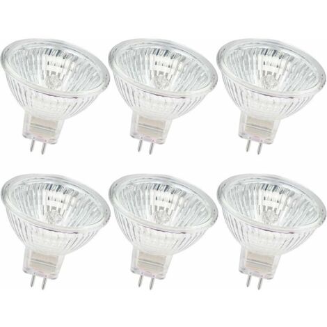 GABRIELLE Lot de 6 ampoules halogènes MR16 12V 50W GU5.3 à deux broches à intensité variable Blanc chaud 2800K (1/5)