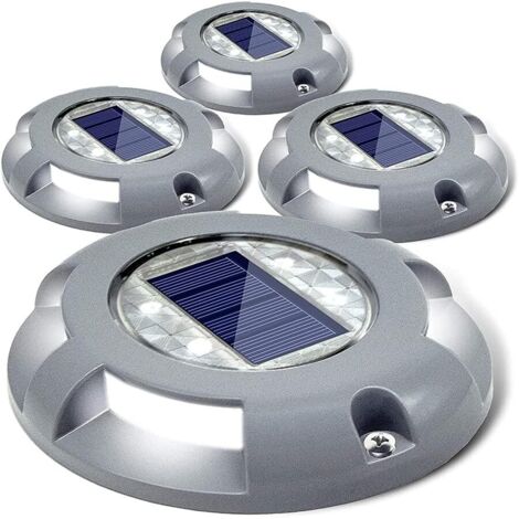 GABRIELLE Solaire Pont Lumières Allée Dock Lumière LED Marqueurs De Route Imperméables Extérieurs À Énergie Solaire Pour Étape Trottoir Escalier Jardin Chemin Au Sol Patio Yard 4 Pack (Blanc) (1/5)