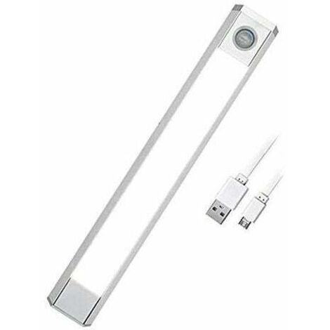GABRIELLE Lampe à détecteur de mouvement pour intérieur avec 3 couleurs changeantes, veilleuse avec batterie rechargeable par USB 60 LED, pour armoire, escalier, cuisine, mur, etc. [Classe énergétique (1/5)