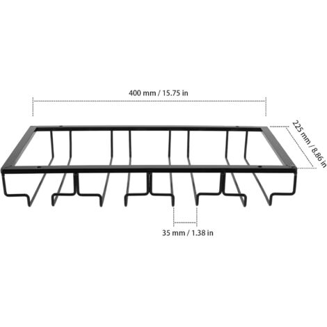 Support à Verres à Vin Noir 30,5 cm, Porte-verres à Vin Sous étagère Support à Verres à Vin Noir 30,5 cm, Porte-verres à Vin Sous étagère