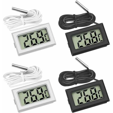 GABRIELLE Mini Digital LCD Thermomètre Température avec Sonde de Température Capteur Testeur , (2X Noir 2X Blanc) (1/5)