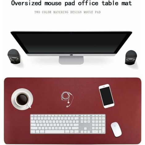 Sous-Main Bureau Cuir PU 90x60 Cm Noir - Tapis Table Réversible Étanché Multifonction