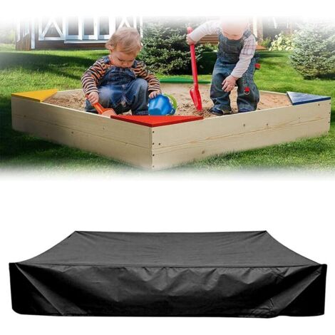 HAOMEEDUO – Housse De Protection Pour Bac à Sable 125x125x20 Cm – Tissu Oxford 210D – Cordon De Serrage – Noire – Antipoussière Et étanche
