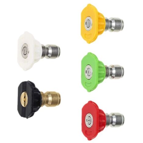 Lot de 5 Embouts de Buse de Pulvérisation pour Laveuse à Pression, 1/4 Buses à Connexion Rapide Sont Principalement Utilisées pour le Nettoyage de Voiture et le Jardinage (1/5)