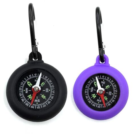 Lot De 2 Boussoles Mousqueton Avec Sifflet Survie – Randonnée, Camping, Cadeau Enfant Et Adulte
