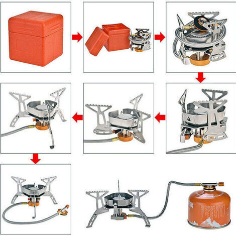 Réchaud De Camping Ultra-compact 3500W Avec Pare-vent Et Allumage Piezo – Idéal Pour Le Camping, La Randonnée Et Les Activités Outdoor – Livraison Rapide